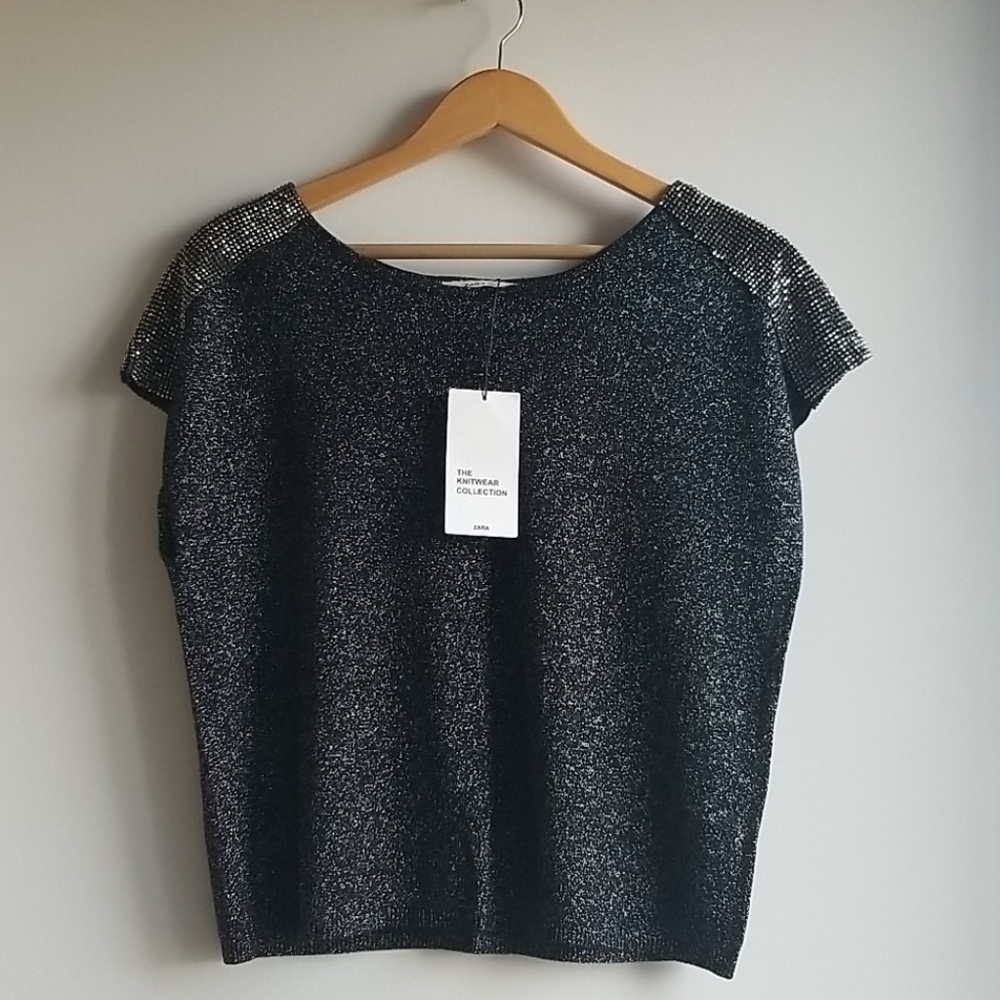 Zara Sparkly Knit Top Size S